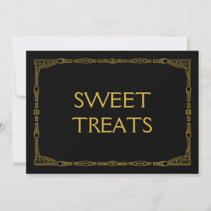 Carte Panneau Mariage "Sweet Traitements" Gold Art Déco