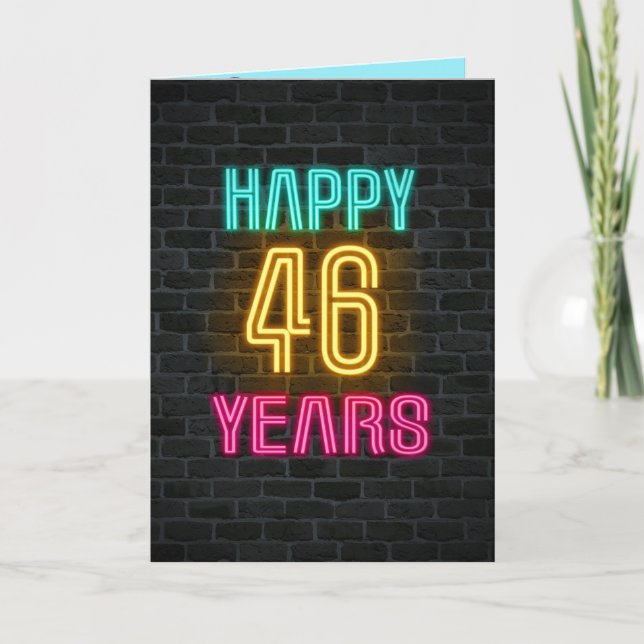 Carte Panneau néon en brique pour 46e anniversaire (Devant)