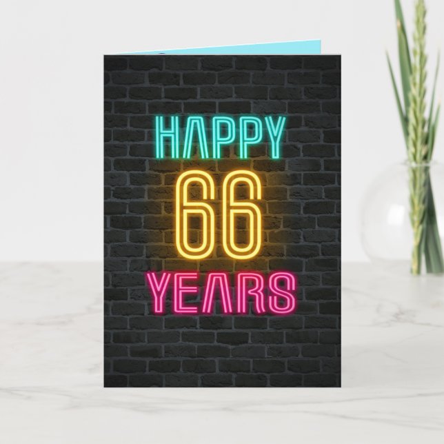 Carte Panneau néon en brique pour 66e anniversaire (Devant)