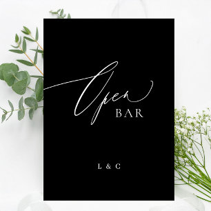Carte Panneau noir blanc 5 x 7 Mariage OUVERT Panneau
