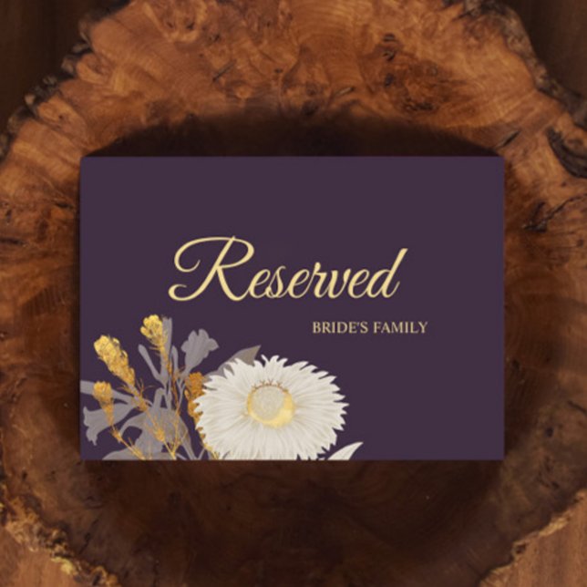 Carte Panneau réservé Mariage antique Purple Daisy (Créateur téléchargé)