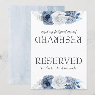 Carte Panneau réservé Mariage de fleurs bleues Dusty