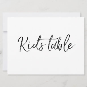 Carte Panneau "Table Enfants"   Style Lettré à la main