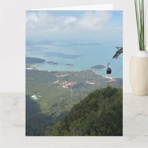 Carte Panorama d'une île tropicale avec téléphérique