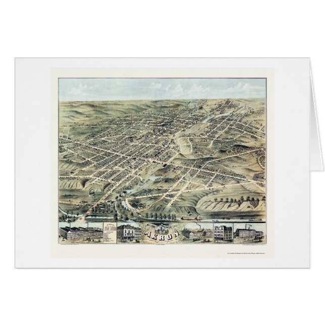 Carte panoramique d'Akron, OH - 1870 (Devant horizontal)
