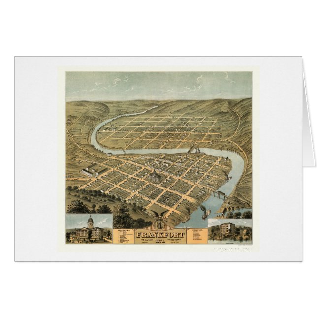 Carte panoramique de Frankfort, KY - 1871 (Devant horizontal)