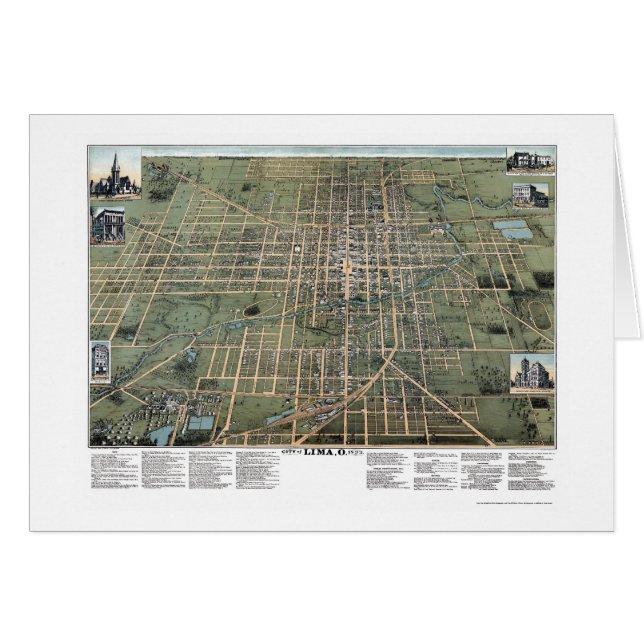 Carte panoramique de Lima, OH - 1892 (Devant horizontal)