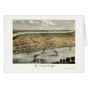 Carte panoramique du Caire, IL - 1867