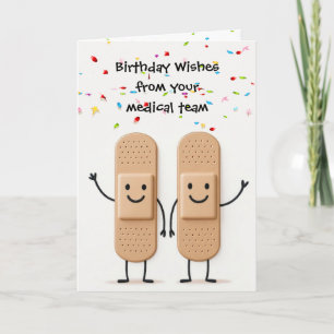 Carte Pansement médical d'anniversaire personnage bâton 
