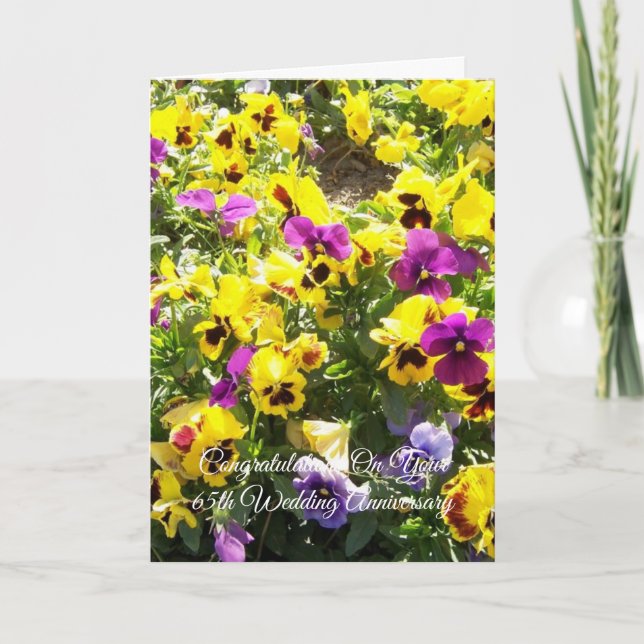 Carte Pansies 65e anniversaire de Mariage personnalisé (Devant)