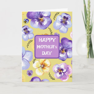 Carte Pansies personnalisées Purple Lavande Mère Jaune