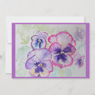 Carte Pansies roses Parfaites Aquarelle Couleur violet S