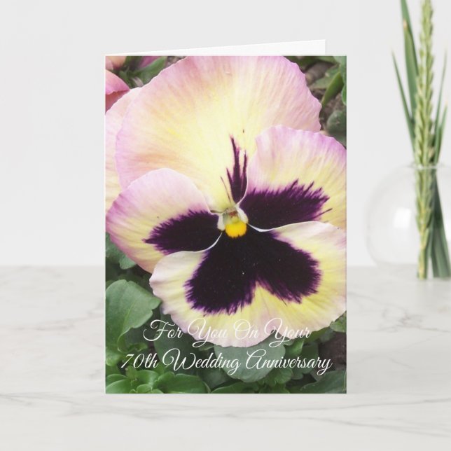 Carte Pansy Personnalisé 70e anniversaire de Mariage (Devant)