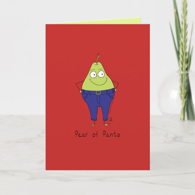 Carte Pantalon de poire de fruits amusant (Devant)