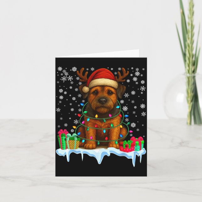 Carte Pantalon de pyjama Border Terrier Noël Chapeau de  (Devant)