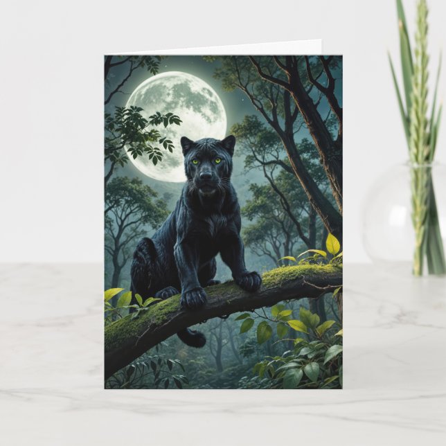 Carte Panthère Noire Anniversaire Au Lune (Devant)