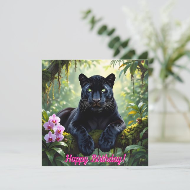 Carte Panthère noire dans la jungle (Debout devant)