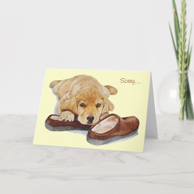 Carte pantoufles de caresse de chiot de chien mignon de (Devant)