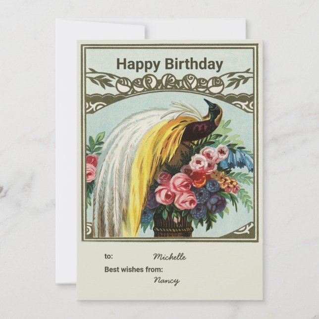 Carte paon d'anniversaire personnalisée (Devant)