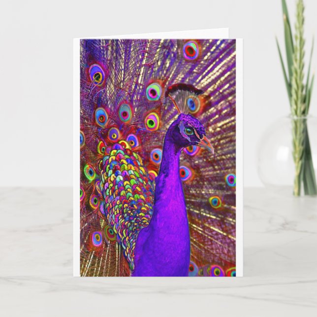 Carte Paon de million de couleurs (Devant)