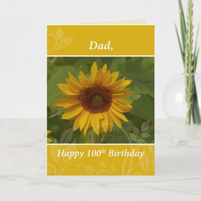 Carte Papa 100e année tournesol Joyeux anniversaire (Devant)