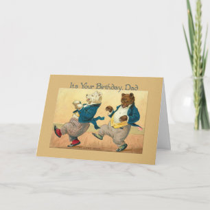 Carte papa anniversaire danser ours vintage