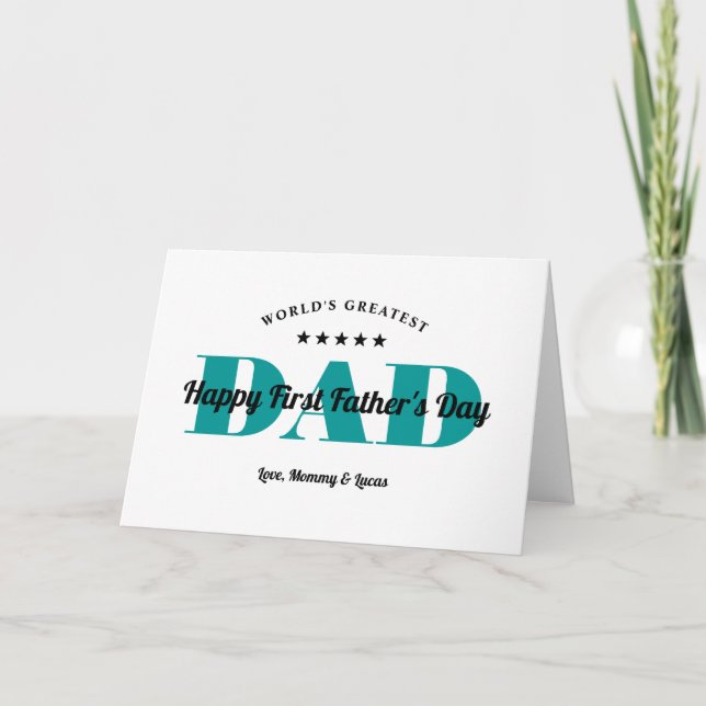 Carte Papa avec une note de 5 étoiles mignon | Première  (Devant)