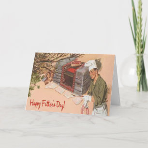 Carte Papa Barbeque BBQ Rétro Annonce Fête des pères Vin