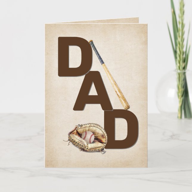 Carte Papa Baseball Bat et Glove Anniversaire (Devant)
