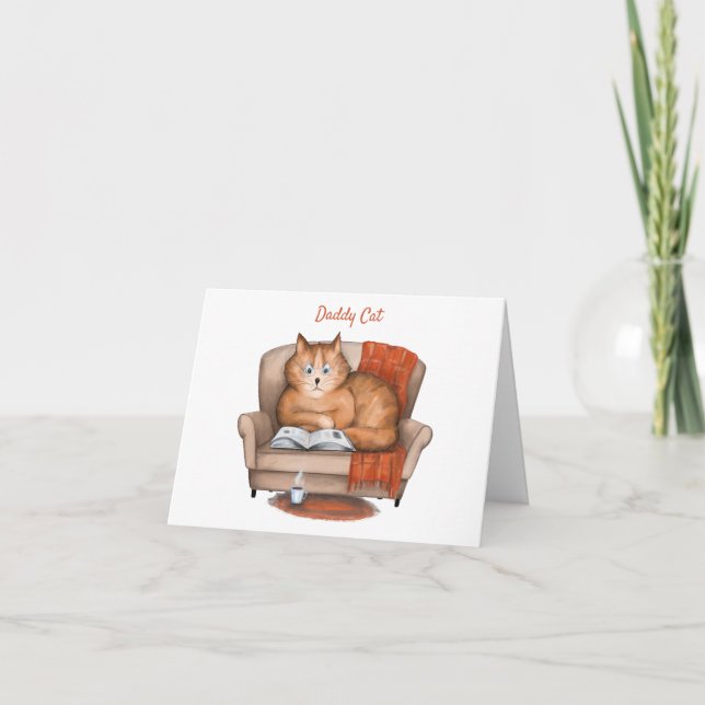 Carte Papa Chat Drôle Fête des Pères Personnalisé (Devant)