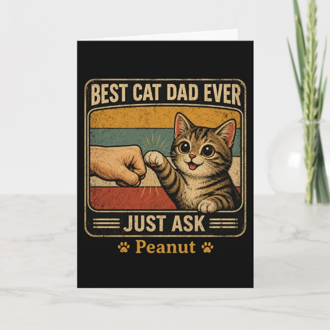 Carte Papa chat personnalisé Meilleur papa chat Ever Dem (Devant)