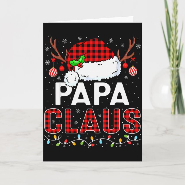 Carte Papa Claus Christmas Lights Santa Hat Pajama Famil (Devant)