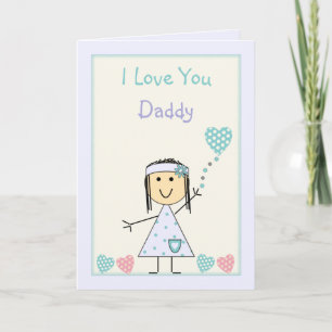 Carte Papa de la petite fille voeux d'anniversaire