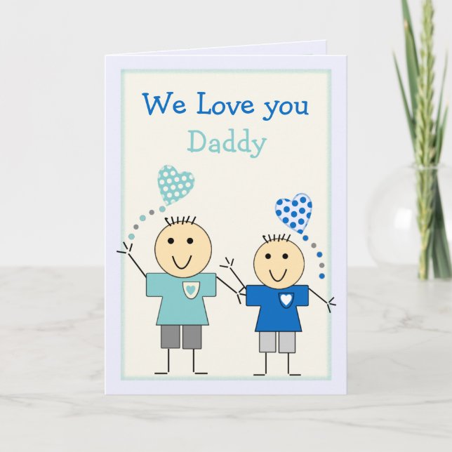Carte Papa de petits garçons voeux d'anniversaire (Devant)