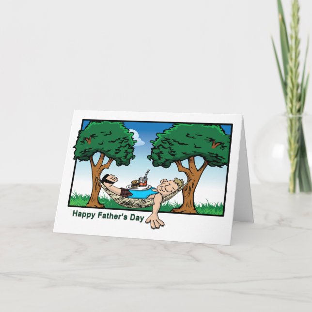 Carte Papa drôle dans une Fête des pères de dessin animé (Devant)
