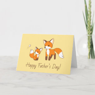 Carte Papa et Kit Fox Fête du Père Blanc jaune