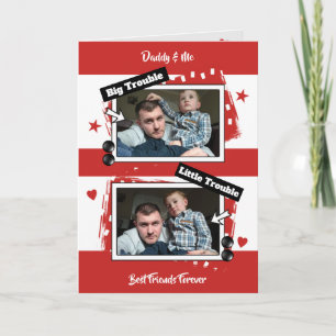 Carte Papa et moi, photo rouge et blanche