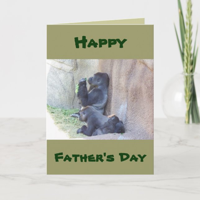 Carte Papa Gorilla et sa famille, Bonne Fête des pères (Devant)