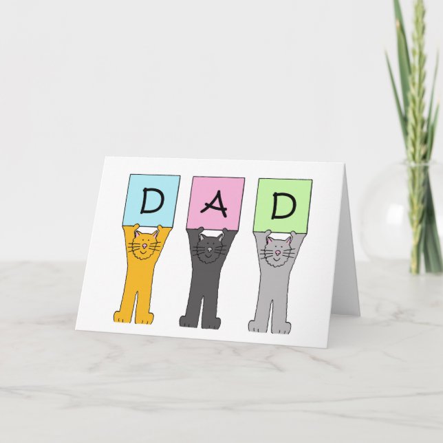 Carte Papa Happy Fête des pères Cartoon Chats (Devant)