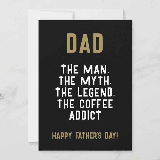 Carte Papa Homme Mythe Légende Accro au Café Drôle  (Devant)