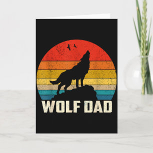 Carte Papa Loup Hurlement Vintage Coucher de soleil Loup
