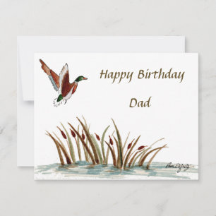 Carte Papa, Merci Mallard Au-Dessus De Cattails, Une Mém