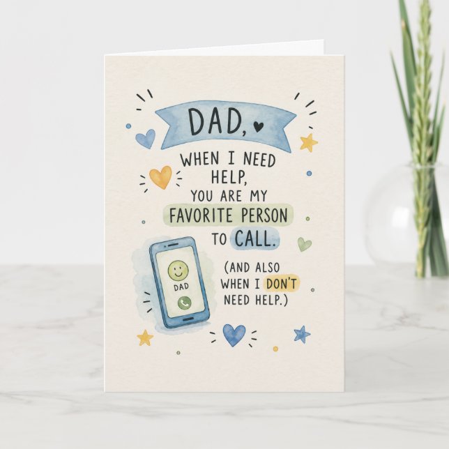 Carte Papa mignon, la personne que j'aime appeler  (Devant)