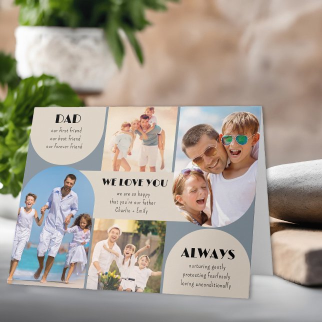 Carte Papa Nous Vous Aimons Toujours Moderne 4 Fête des  (Father's Day Card with 4 photos and easy to edit wording)