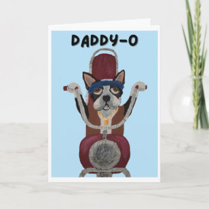 Carte Papa-O Joyeux Anniversaire Boston Terrier Motard