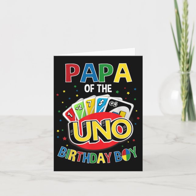 Carte Papa Of The Birthday Boy Uno Game B day Family Par (Devant)