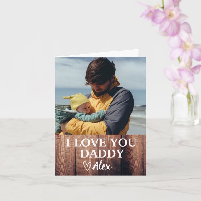 Carte Papa Personnalisée, Je T'Aime Papa Photo (Orchidée)