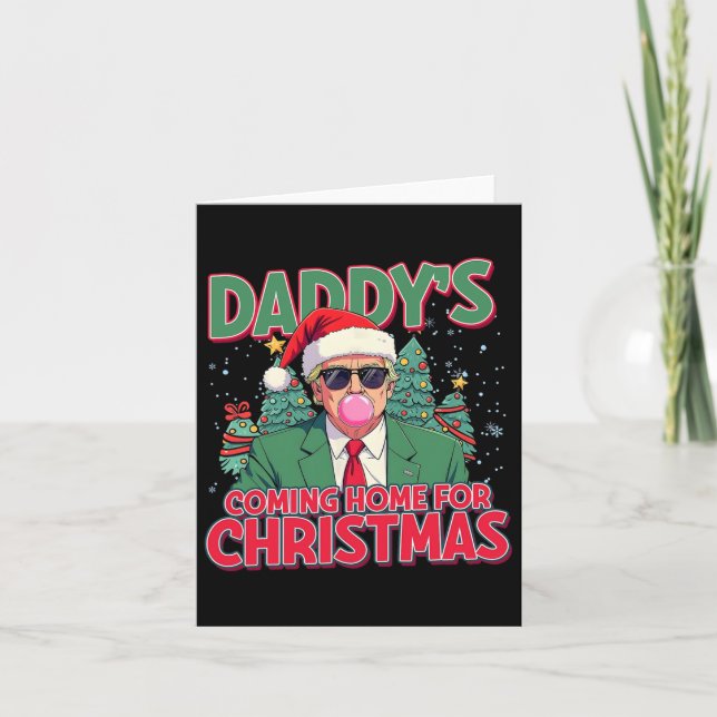 Carte Papa Rentre À La Maison Pour Noël Père Noël Drôle  (Devant)