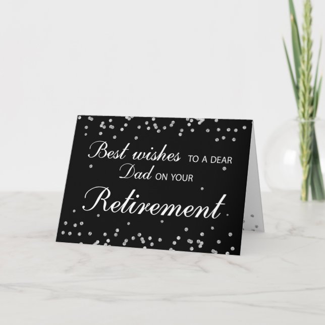 Carte Papa, Retraite Félicitations Noir avec Argent (Devant)