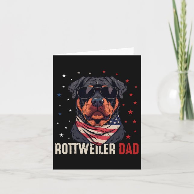 Carte Papa Rottweiler Drôle Usa Stars 4 Juillet Fête Des (Devant)
